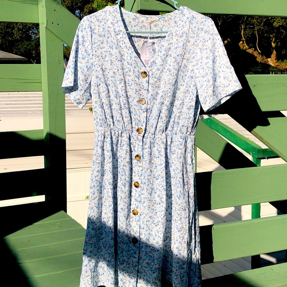 Romwe blue floral dress